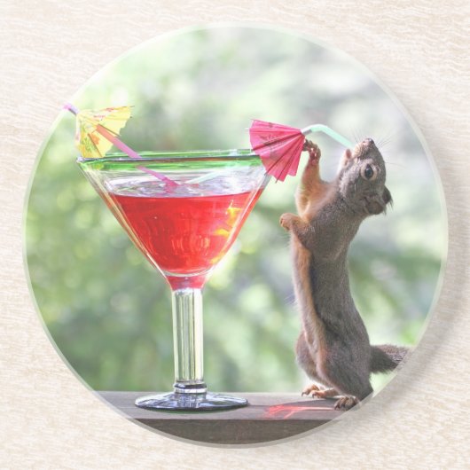 楽しい時間にカクテルを飲んでいるリス コースター (正面)