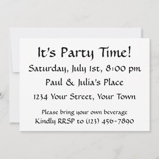 楽しい時間にカクテルを飲んでいるリス 招待状 (裏面)