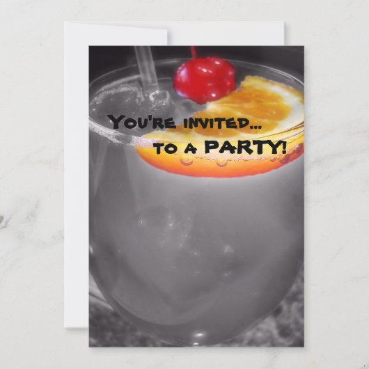 楽しい時間のカクテルの飲み物 招待状 (正面)