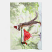 楽しい時間のクリスマスのリス キッチンタオル (縦)