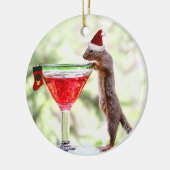 楽しい時間のクリスマスのリス セラミックオーナメント (左)