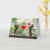 楽しい時間のリス カード (黄色い花)