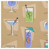 楽しい時間のレトロのハワイの熱帯飲み物 ファブリック (見本)