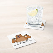 楽しい時間の間だけに幸せなおもしろいなくま スクエアペーパーコースター (インサイチュ)