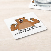 楽しい時間の間だけに幸せなおもしろいなくま スクエアペーパーコースター (アングル)