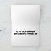 **楽しい時間を満喫して** "21歳" の誕生日 ユーモア カード (内部)