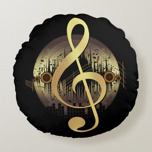 楽しい曲 – 金ゴールド ラウンドクッション (正面)