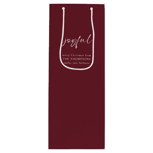 楽しい書道楽しいクリスマスの名前Burgundy ワインギフトバッグ (正面)