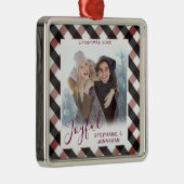 楽しい書道水牛が写真クリスマスをチェック メタルオーナメント (右)