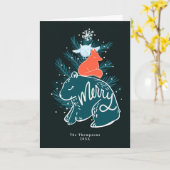 楽しい森の動物のクリスマスカード カード (黄色い花)