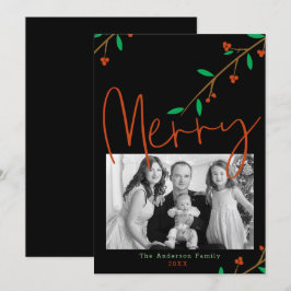 楽しい植物のブラックベリーの枝のホリデーパーティー 招待状