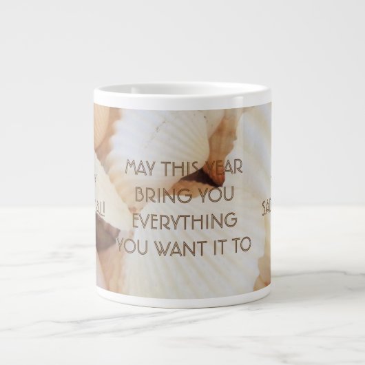 楽しい楽しみと安息日の願い ジャンボコーヒーマグカップ (正面)