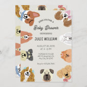 楽しい様々な犬の頭のベビーシャワー 招待状 (正面/裏面)