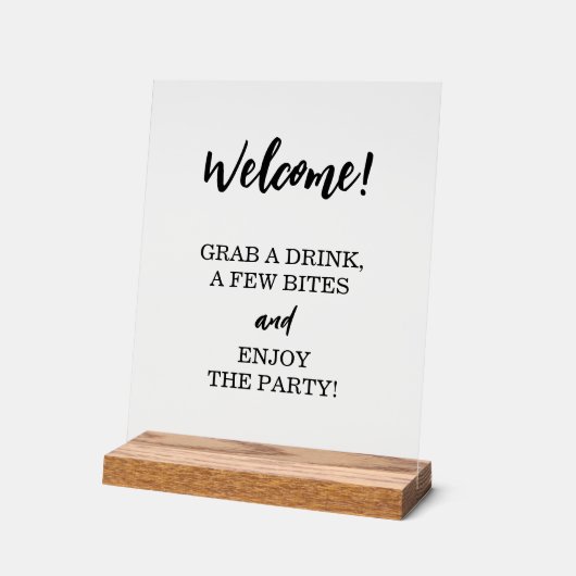 楽しい歓迎オープンバー - コクテルをどうぞ アクリルサイン (傾斜)