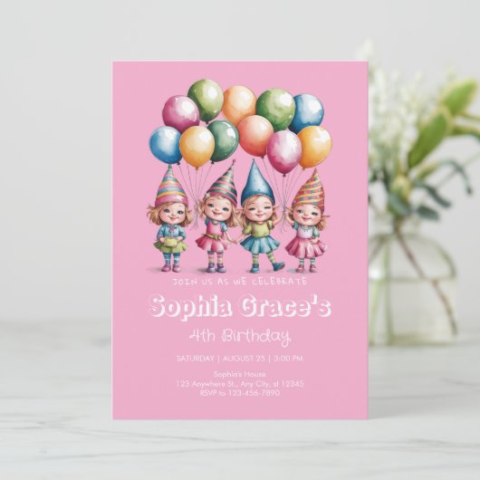 楽しい水の色の格言女の子 招待状 (スタンド正面)