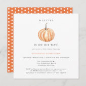 楽しい水彩オレンジ色のかぼちゃのベイビーシャワー 招待状 (正面/裏面)