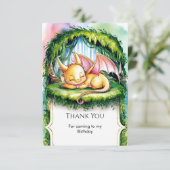 楽しい水彩ドラゴンの誕生日 サンキューカード (スタンド正面)