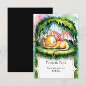 楽しい水彩ドラゴンの誕生日 サンキューカード (正面/裏面)