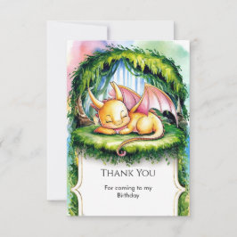 楽しい水彩ドラゴンの誕生日 サンキューカード