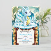 楽しい水彩ドラゴンの誕生日 招待状 (スタンド正面)