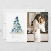 楽しい水彩画の松のクリスマスツリーのプレゼント写真 シーズンカード (正面)