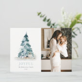 楽しい水彩画の松のクリスマスツリーのプレゼント写真 シーズンカード (スタンド正面)