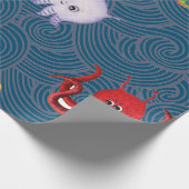 楽しい水彩画の海のモンスターの包装紙 ラッピングペーパー (角)