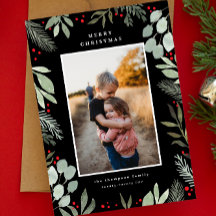 楽しい水彩画１枚のクリスマスホリデーカード