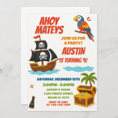 楽しい海賊の誕生日招待状 招待状 (正面/裏面)