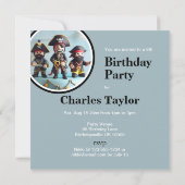 楽しい海賊をテーマにした誕生日ケーキ 招待状 (裏面)