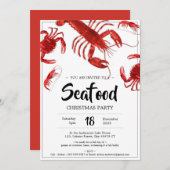 楽しい海鮮クリスマスパーティー カニ ロブスター 招待状 (正面/裏面)
