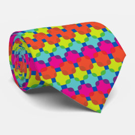 楽しい混色レトロな緑の赤いパターン ネクタイ