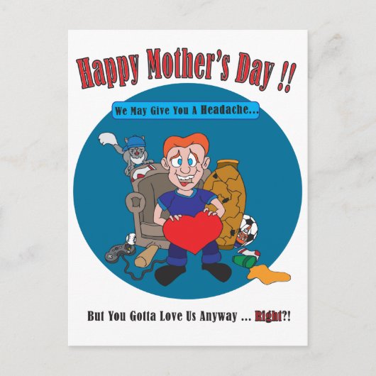楽しい漫画の子供たち ハッピーマザーズデーのポストカード ポストカード (正面)