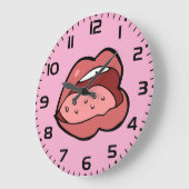 楽しい漫画の開いた口と唇 ラージ壁時計 (傾斜)