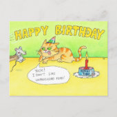 楽しい漫画 誕生日おめでとう 猫 ポストカード (正面)