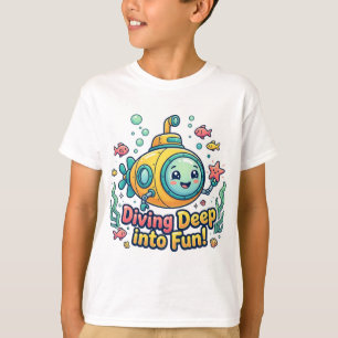 楽しい潜水！キュートな潜水艦Tシャツ｜キッズ Tシャツ