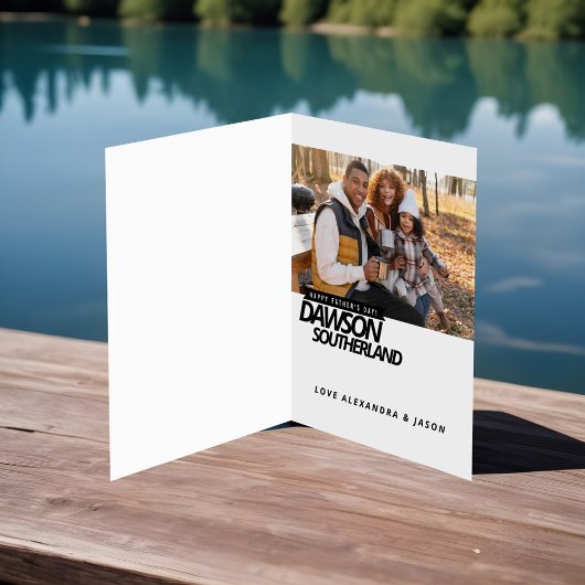 楽しい父の日お父さんアウトドア写真マガジン表紙 カード