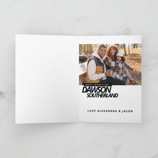 楽しい父の日お父さんアウトドア写真マガジン表紙 カード (内部)