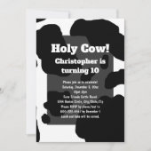 楽しい牛柄カスタマイズ牛キッズ誕生日 招待状 (正面)