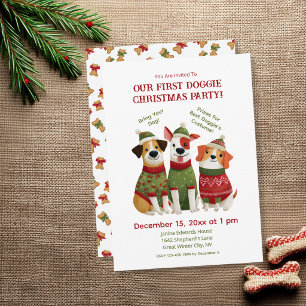 楽しい犬のクリスマスパーティーの招待状 招待状