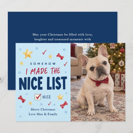 楽しい犬のクリスマス写真 シーズンカード (正面/裏面)