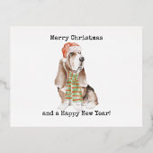 楽しい犬のクリスマス 箔シーズンポストカード (正面)