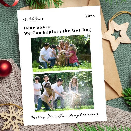 楽しい犬のペット写真 ファミリークリスマス シーズンカード