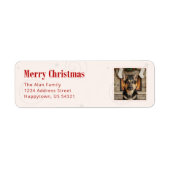 楽しい犬のペット写真 メリークリスマス 返信先住所 ラベル (正面)