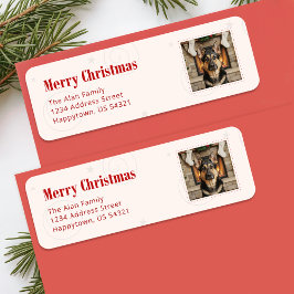 楽しい犬のペット写真 メリークリスマス 返信先住所 ラベル