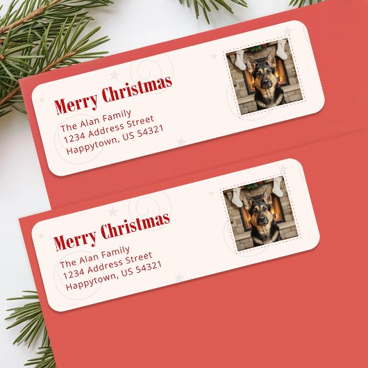 楽しい犬のペット写真 メリークリスマス 返信先住所 ラベル