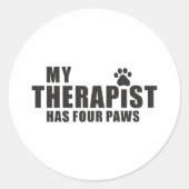 楽しい犬のママ・パパへのギフト！わたしのセラピストは四本足 ラウンドシール (正面)