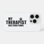 楽しい犬のママ・パパへのギフト！私のセラピストには四本の足があります iPhoneケース (裏面横)