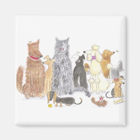 楽しい犬の冷蔵庫用マグネット マグネット (正面)