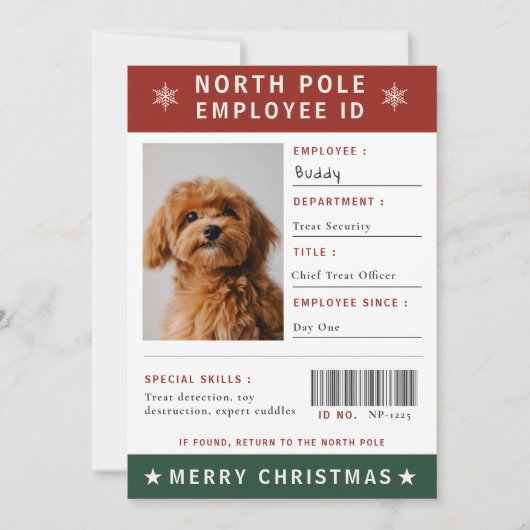 楽しい犬の社員証写真 クリスマス (正面)